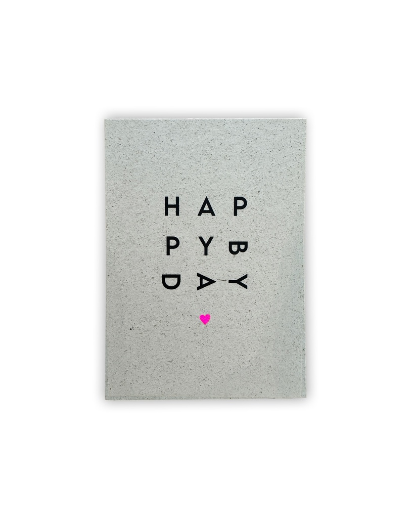 Happy Bday Neon Postkarte Graskarton