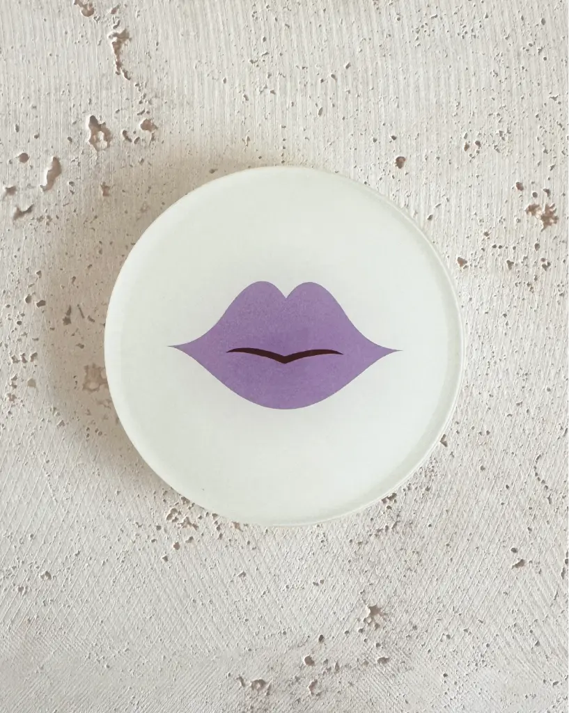 Kussmund Lavendel Untersetzer aus Acryl