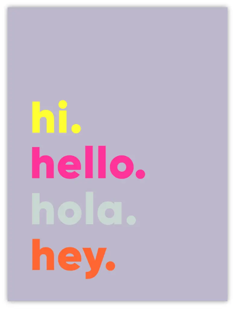 Hi Hello Hola Hey Neon Poster